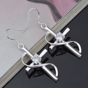 Cross silver tone Earrings